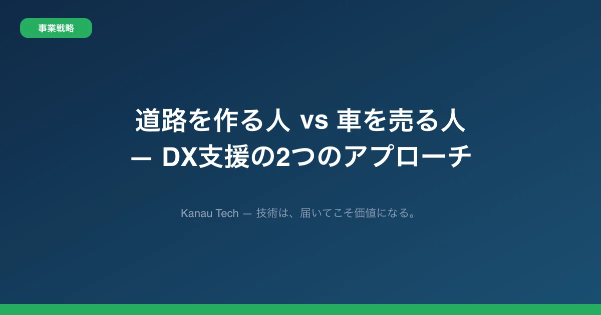 道路を作る人 vs 車を売る人 — DX支援の2つのアプローチ
